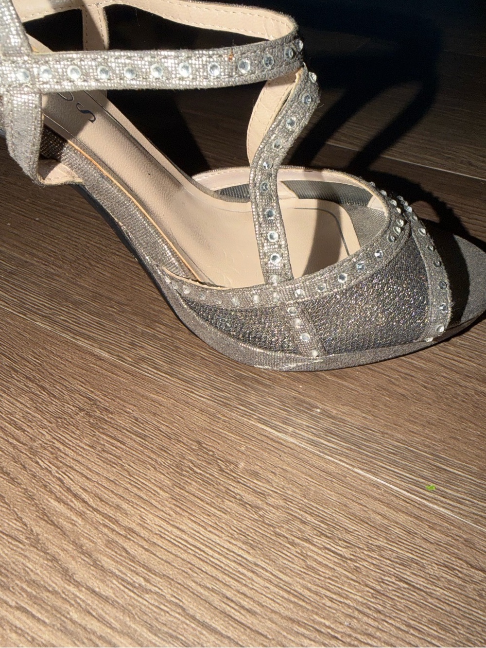 Caparros Silver Rhinestone Strappy Heels - Picture 4 of 4